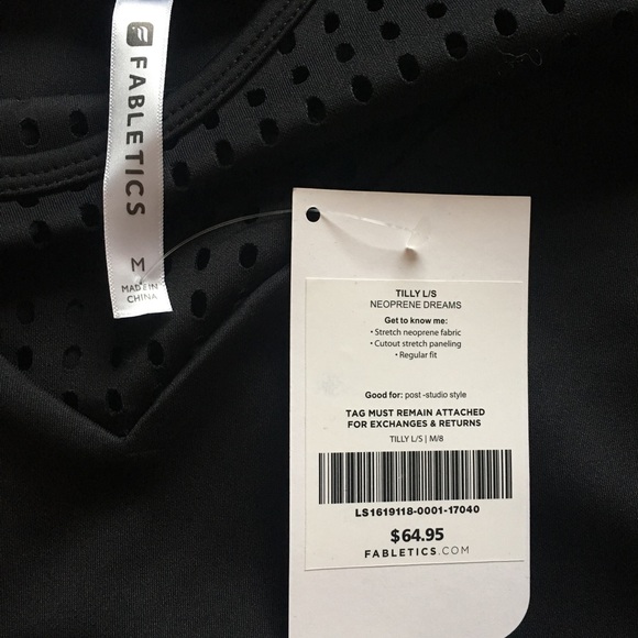 NWT Fabletics "Tilly" Black Sweatshirt Size Medium - Picture 6 of 8